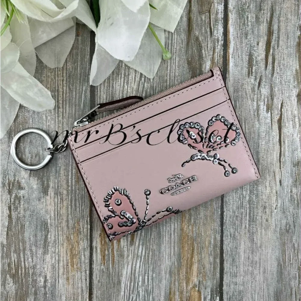 Authentic Coach Mini Skinny Id Case With Butterfly Print Wallet Bag Purse